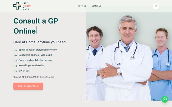 Screenshot of gethealthcare.ie