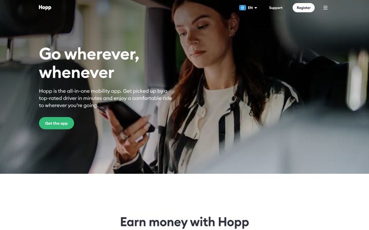Screenshot of gethopp.com