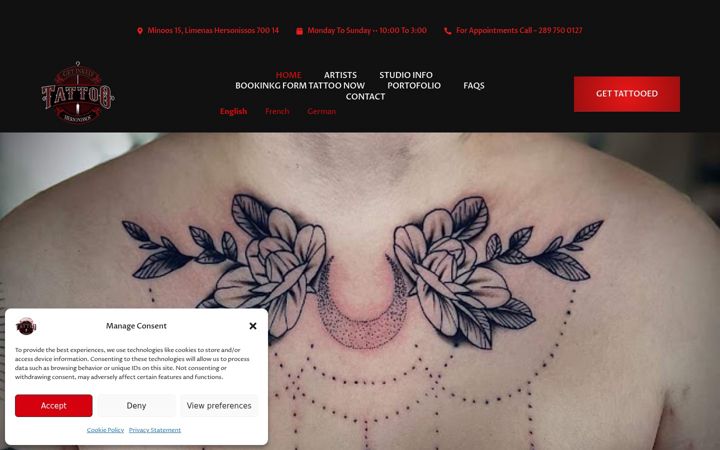 Screenshot of getinked-tattoo-hersonissos.gr