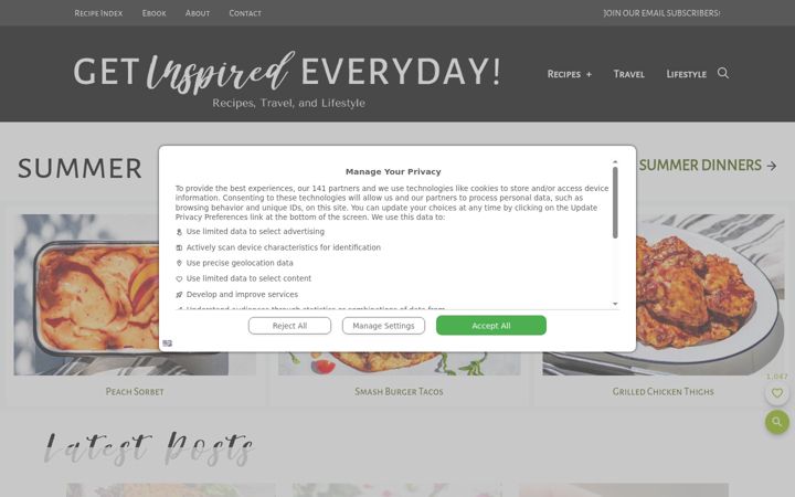 Snímek obrazovky getinspiredeveryday.com