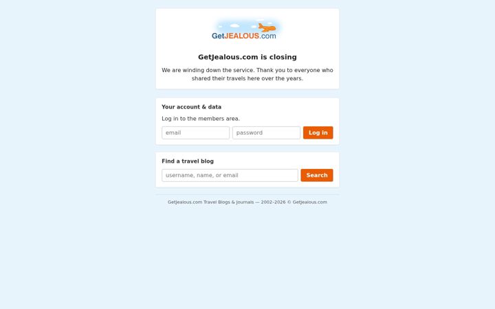 Screenshot of getjealous.com