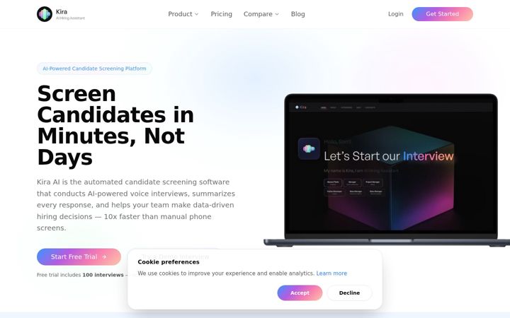 Screenshot of getkira.com