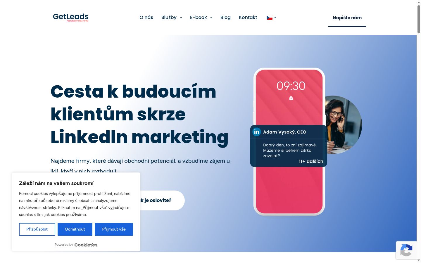 Captura de ecrã do banner de consentimento apresentado antes de qualquer interação