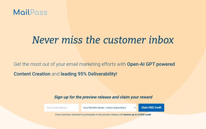 Screenshot of getmailpass.com