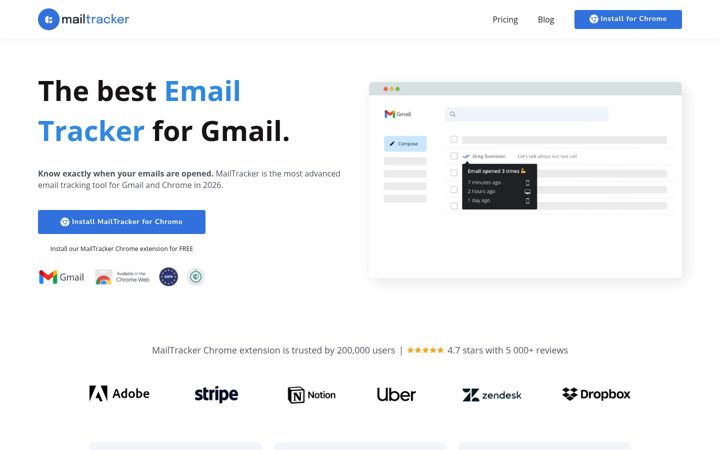 Screenshot of getmailtracker.com