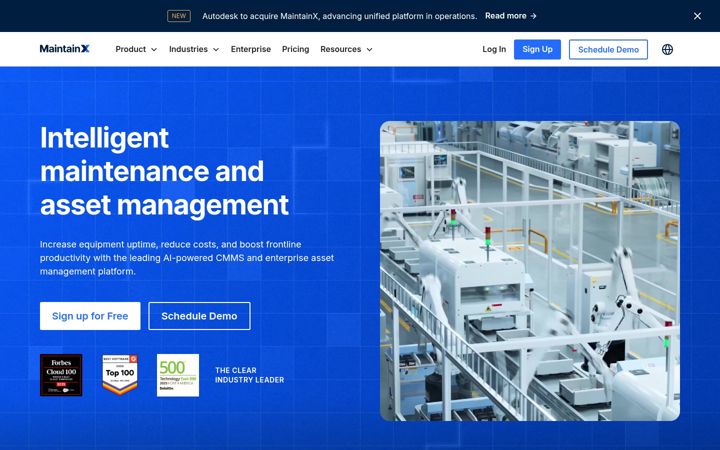 Posnetek zaslona getmaintainx.com