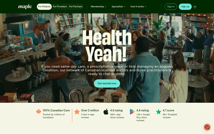Screenshot of getmaple.ca