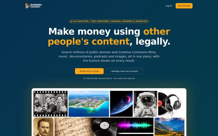 Екранна снимка на getmemycontent.com