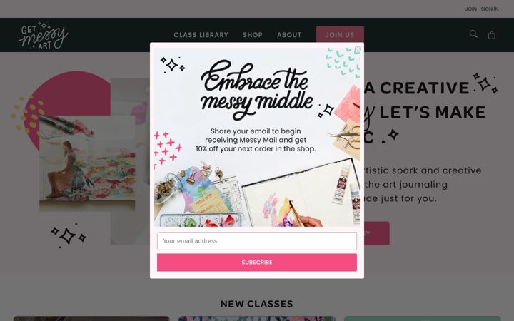 Screenshot of getmessyart.com