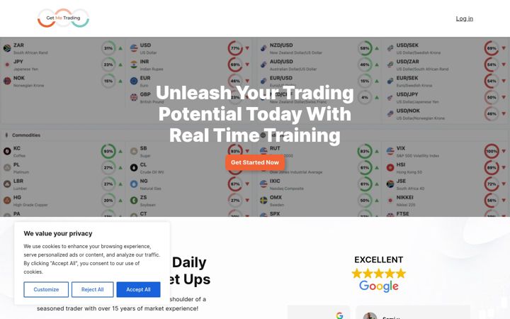 Screenshot of getmetrading.com