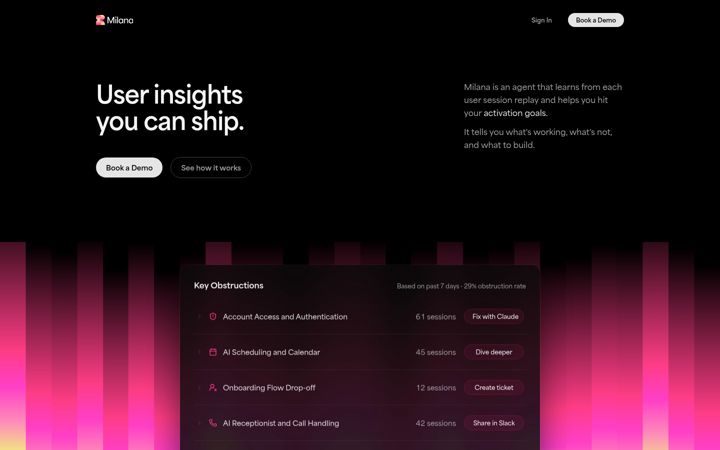 Screenshot of getmilana.ai