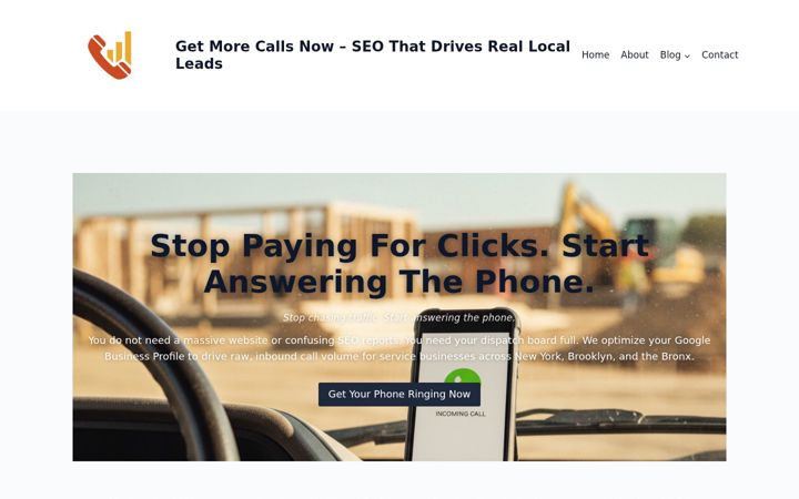 Screenshot of getmorecallsnowseo.com