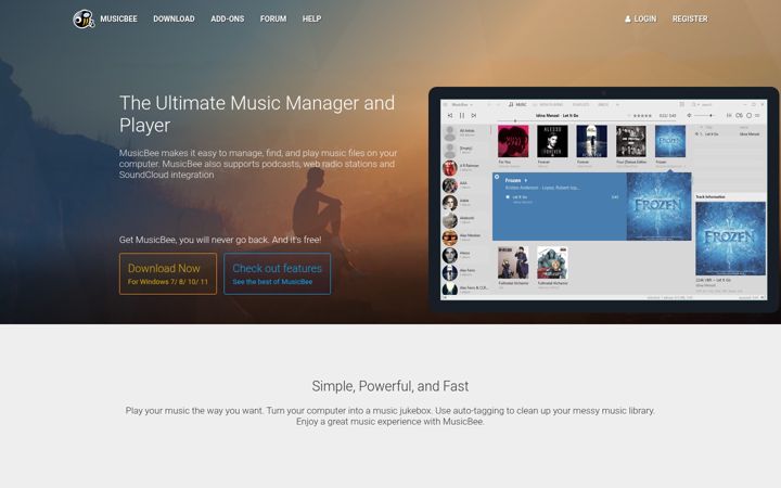 Screenshot of getmusicbee.com