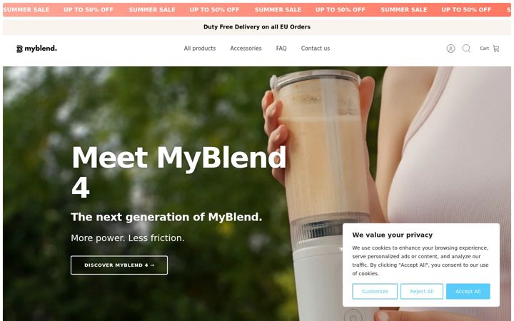 Screenshot of getmyblend.com