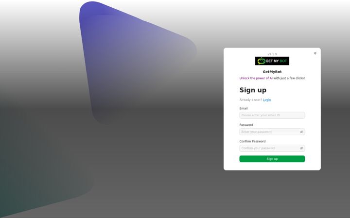 Screenshot of getmybot.in