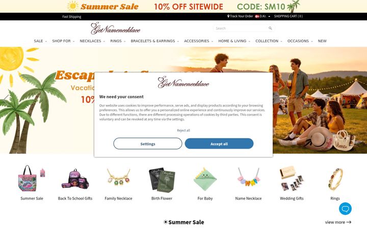 Screenshot of getnamenecklace.com