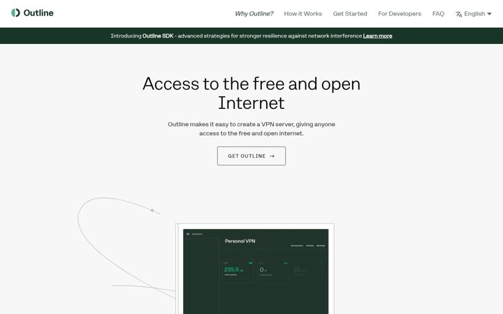 Skærmbillede af getoutline.org