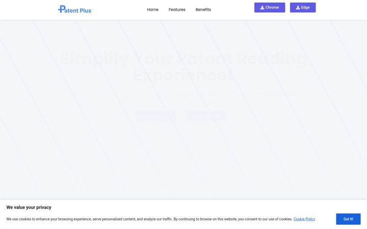 Screenshot of getpatentplus.com