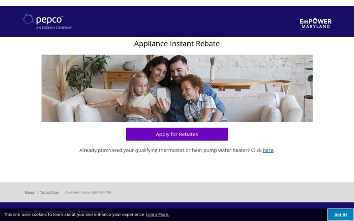 Screenshot of getpepcorebate.com