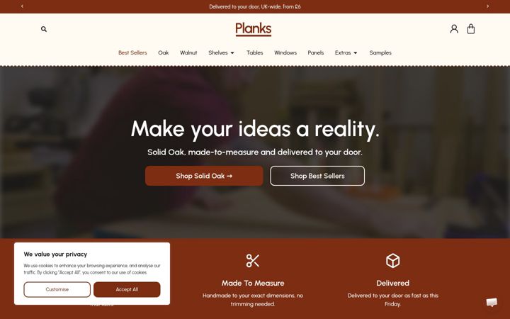 Screenshot of getplanks.co.uk