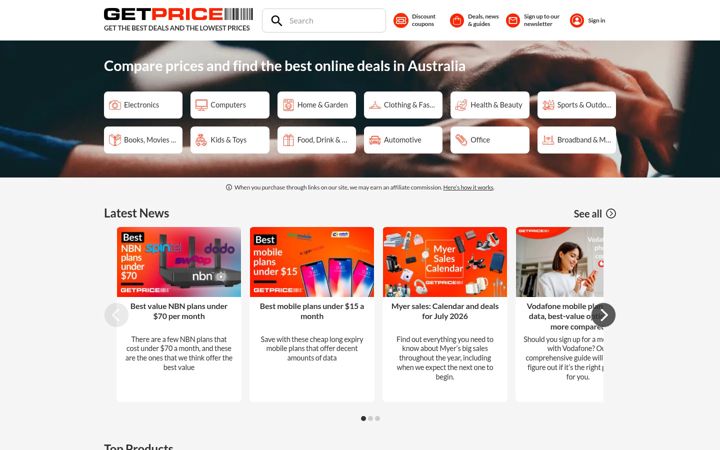 Skärmbild av getprice.com.au