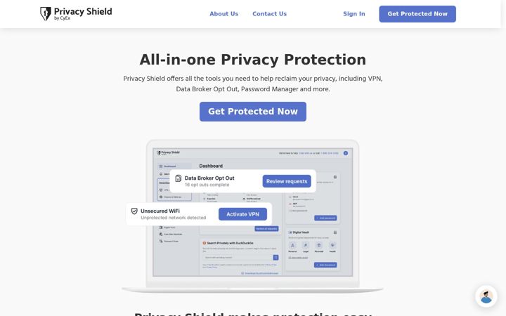 Screenshot of getprivacyshield.com