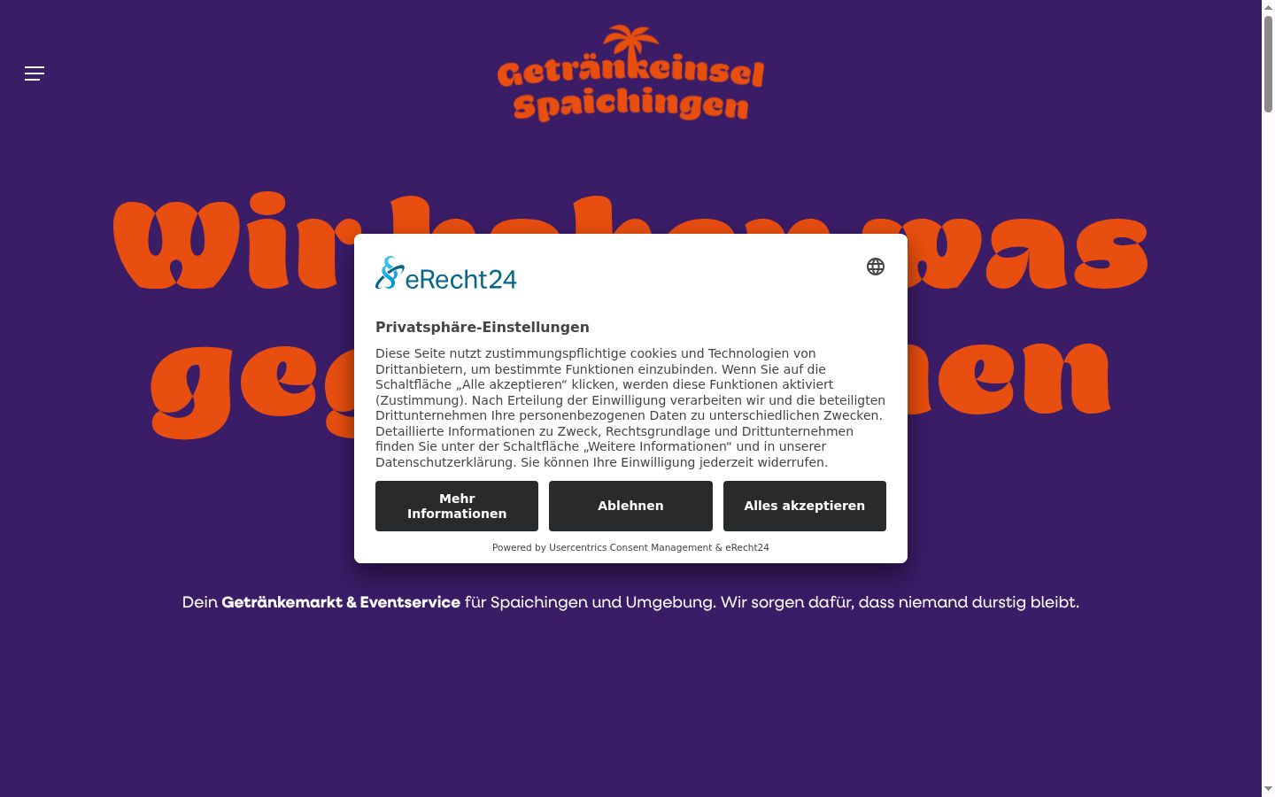 Screenshot des Einwilligungsbanners vor jeglicher Interaktion