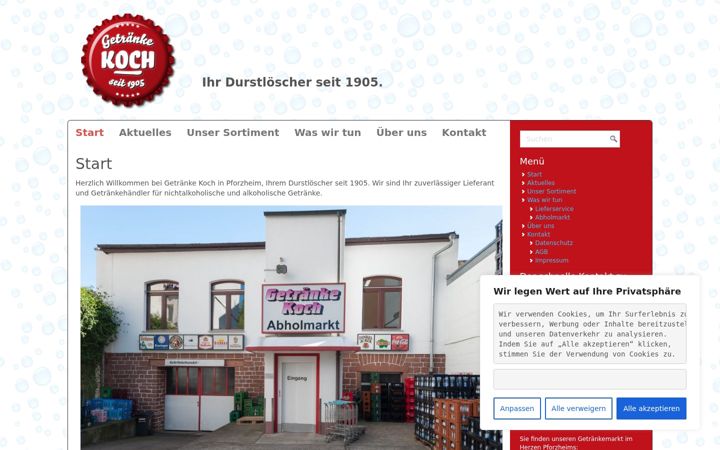 Screenshot of getraenke-koch-pforzheim.de