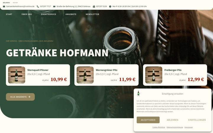 Screenshot of getraenkehofmann.com