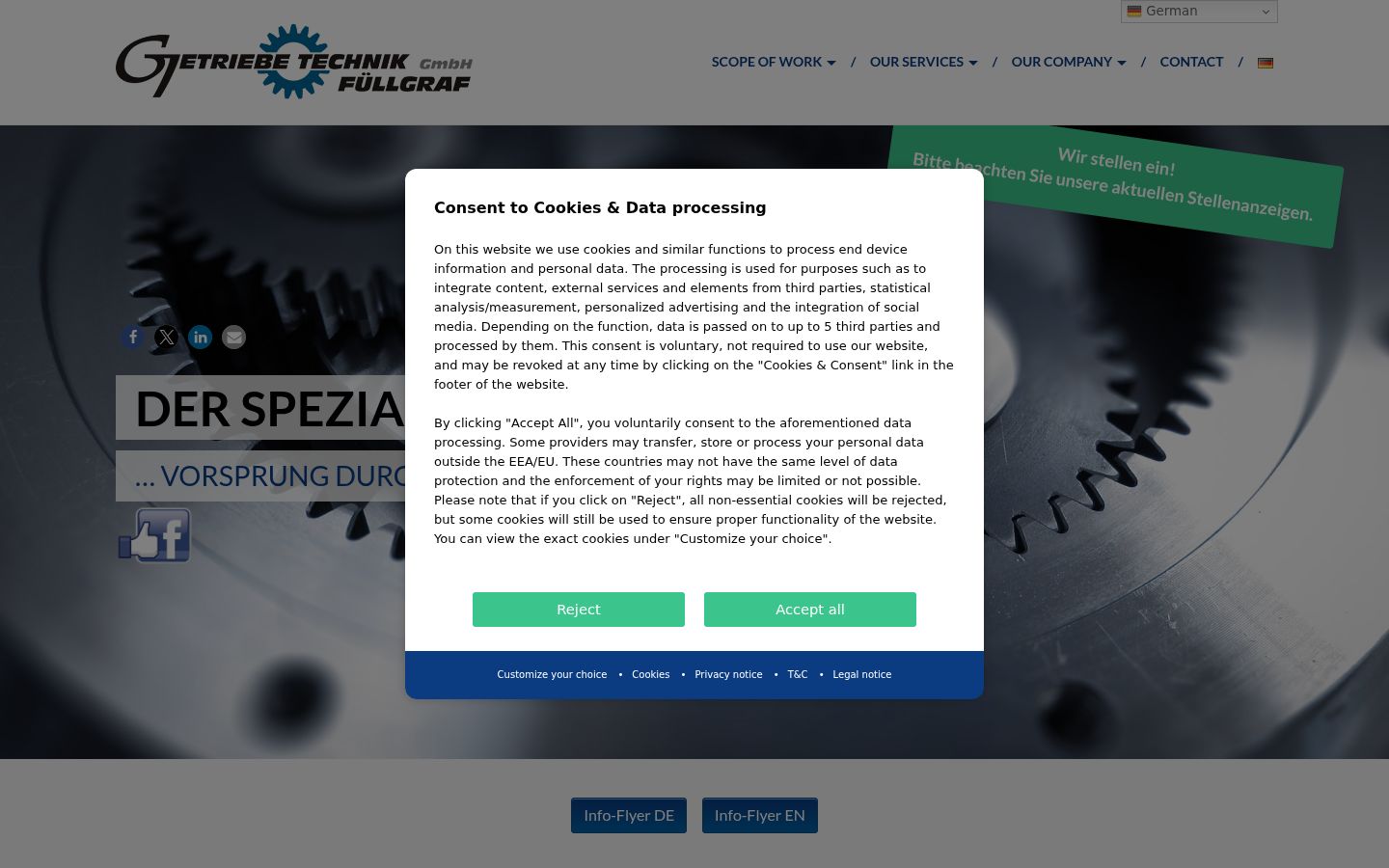 Screenshot of the consent banner shown before any interaction