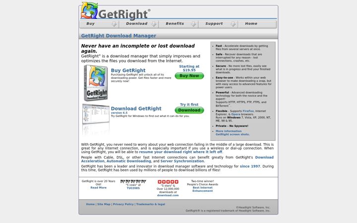 Screenshot of getright.com