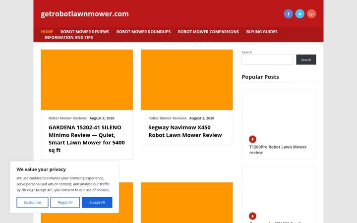 Screenshot of getrobotlawnmower.com