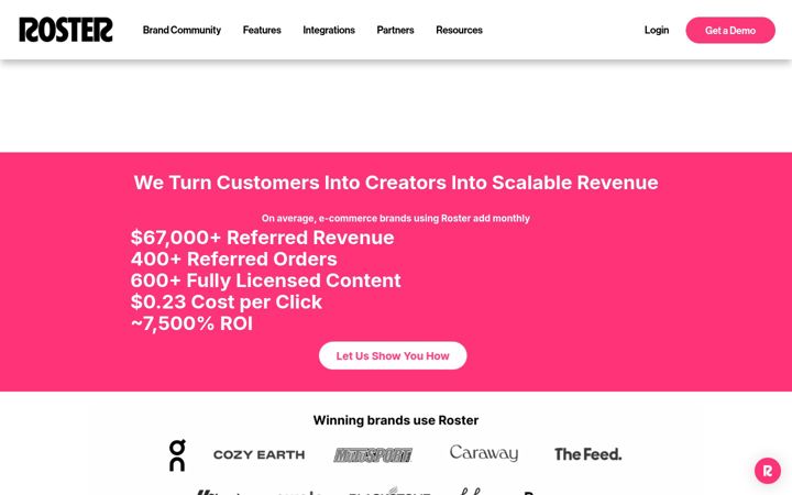 Screenshot of getroster.com