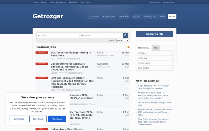 Screenshot of getrozgar.com