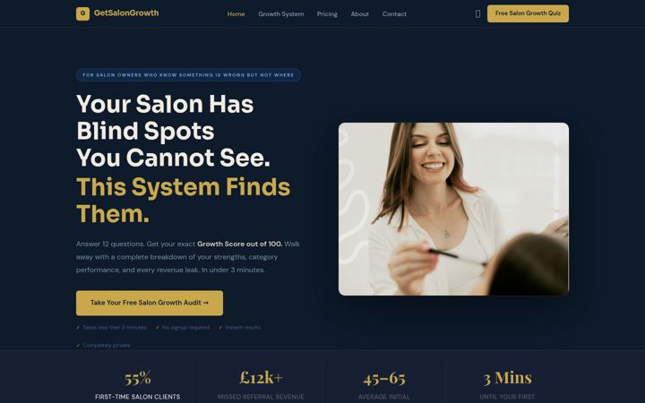 Screenshot of getsalongrowth.com