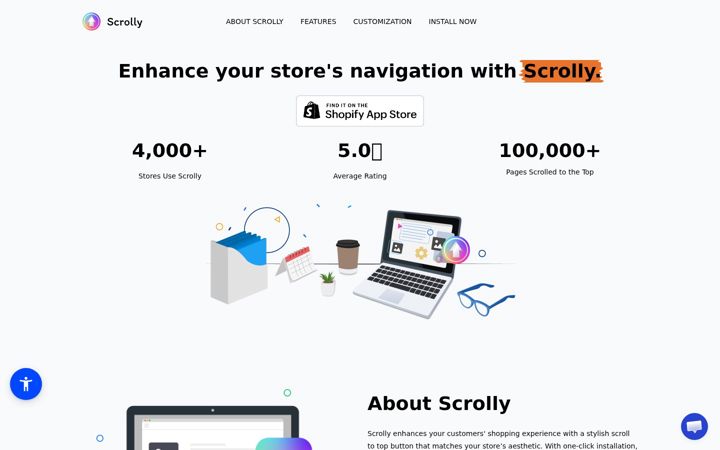 Kuvakaappaus sivustosta getscrolly.com