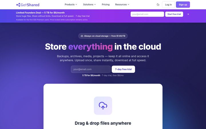 Screenshot of getshared.com