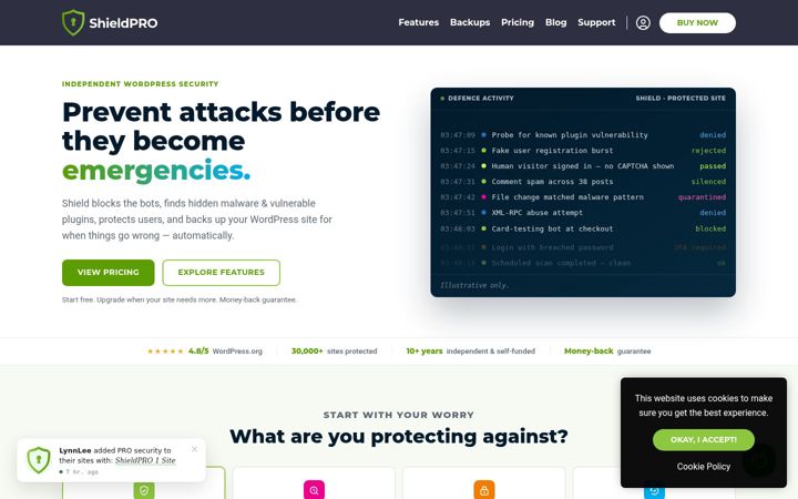 Screenshot of getshieldsecurity.com