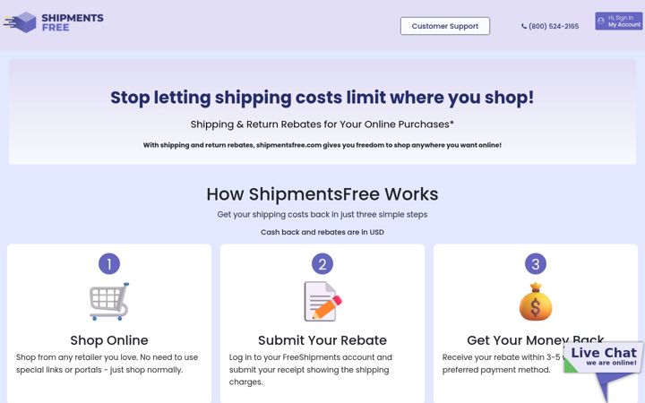 Screenshot of getshipmentsfree.com
