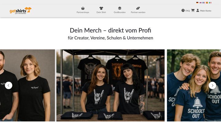 Screenshot of getshirts.de