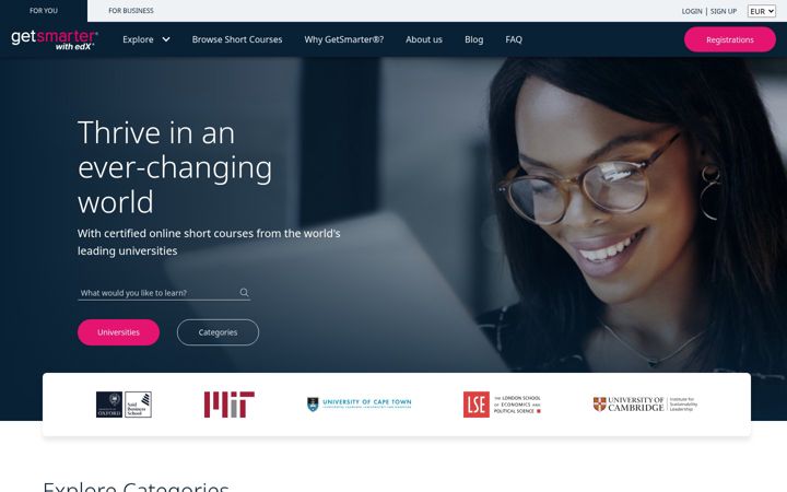 Screenshot of getsmarter.co.za