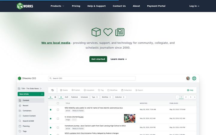 Screenshot of getsnworks.com