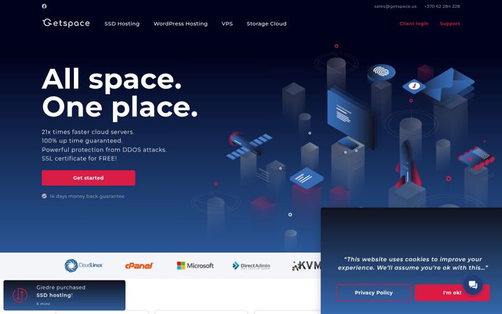 Screenshot von getspace.us