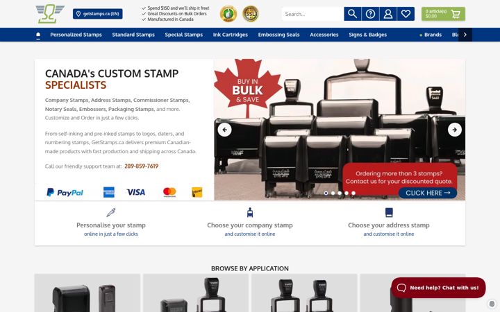 Screenshot of getstamps.ca