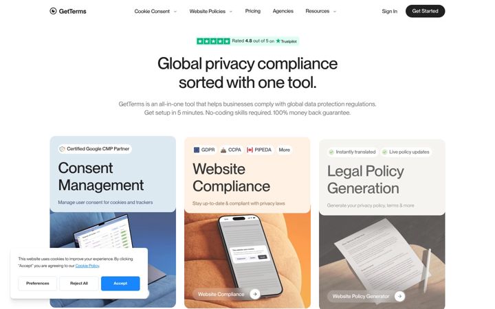 Screenshot of getterms.io