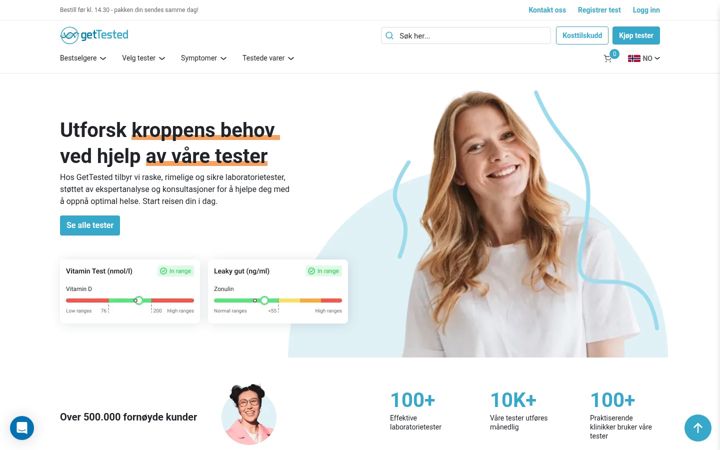 Screenshot of gettested.no