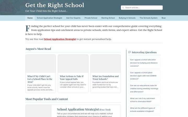 Screenshot of gettherightschool.co.uk