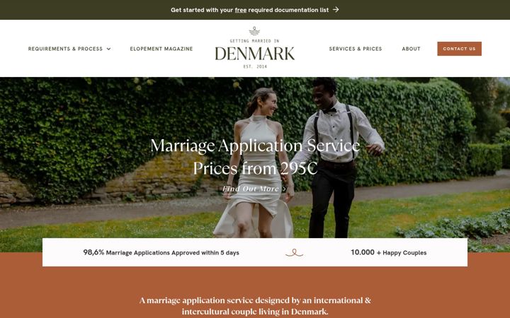Screenshot of gettingmarriedindenmark.com