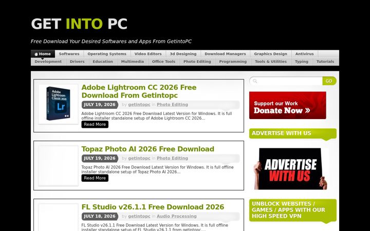 Screenshot of gettintopc.net