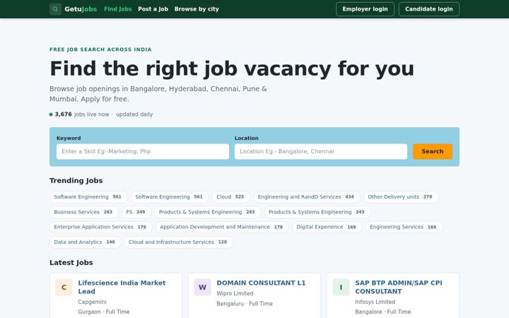 Screenshot of getujobs.com